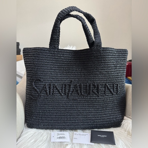 Saint Laurent Rive Gauche Large Raffia Tote - Picture 1 of 8